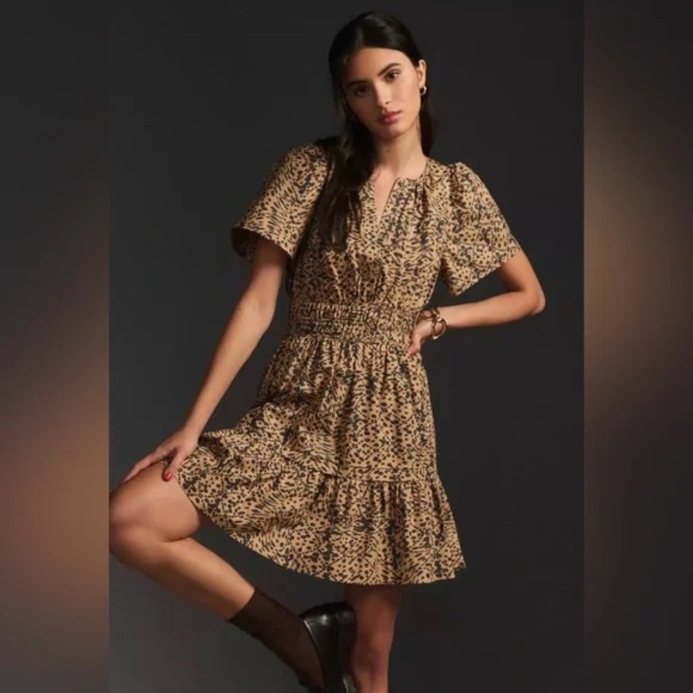 Anthropologie Leopard Somerset Mini Dress